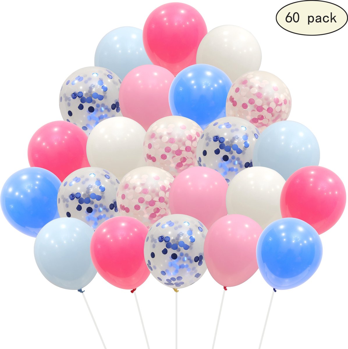 40 stuks Latex Helium Ballonnen Roze Blauw mix MagieQ Feest|Party|Kinderfeesje|Decoratie|versiering|Babyshower|Gender reveal